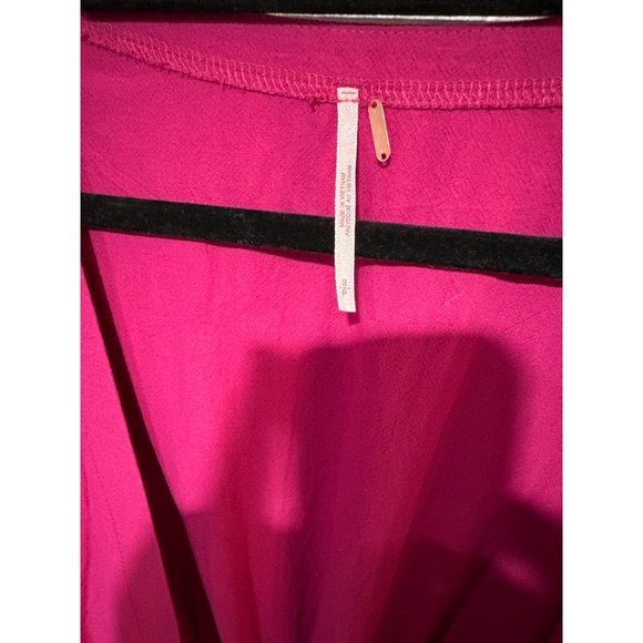 Free People S Kendra belted button front long sleeve Midi Dress in Pink - Picture 6 of 15